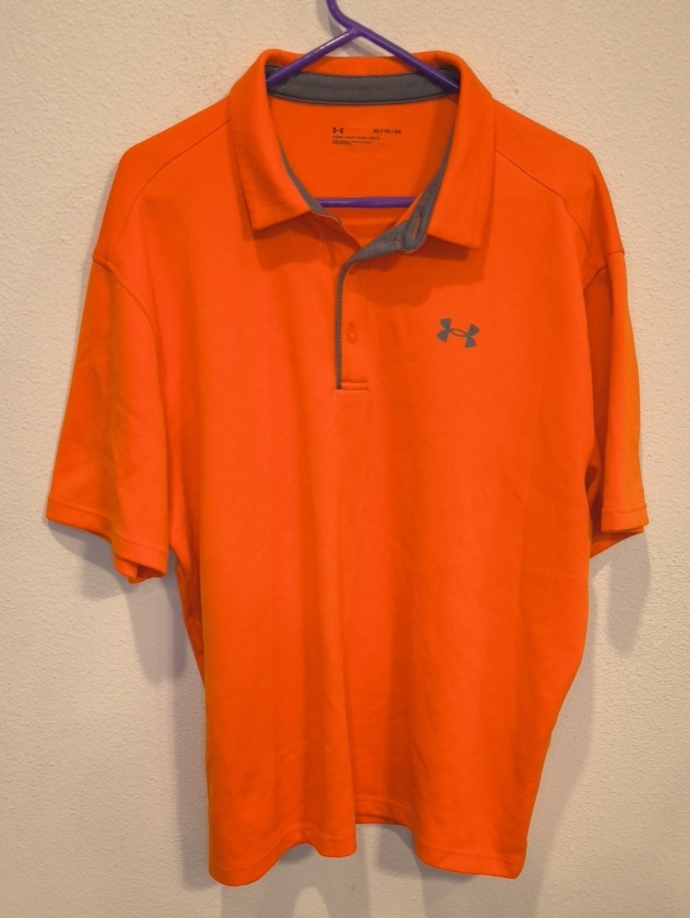 Under Armour Men's Orange Polo with Gray Logo XL